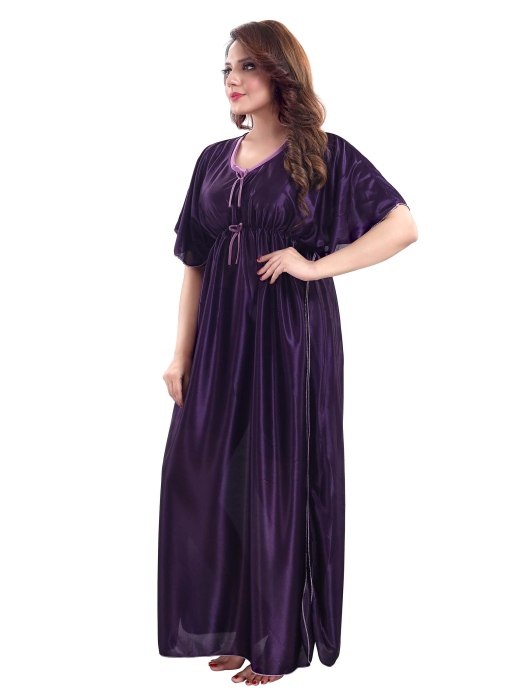 plan satin dpurple night kaftan plain satin kaftan