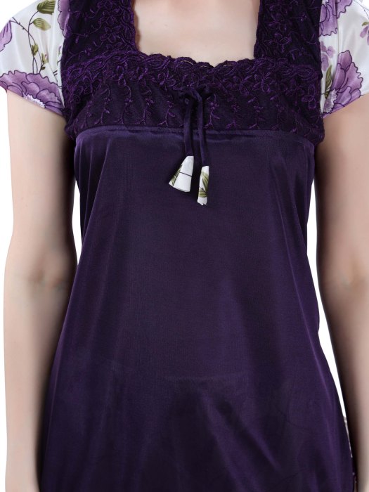 purple satin digital printed patiyala night suit satin patiyala
