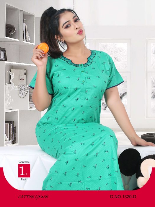 rama cotton prited night gown cotton night gown