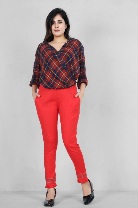 red color women premium bottom wear collection is best in class in terms of comfort  and soft jalar lace pant UNDER 399