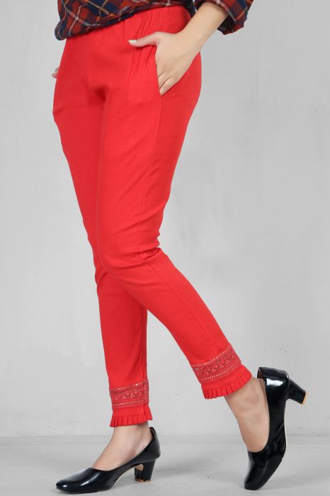 red color women premium bottom wear collection is best in class in terms of comfort  and soft jalar lace pant UNDER 399