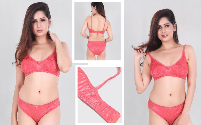 ROMEO WOMAN PREMIUM  BRA SET COMFORTABLE AND SOFT LIGHTWEIGHT BRA SET PEACH COLOR  POLYCOTTON FABRIC UNDER 299