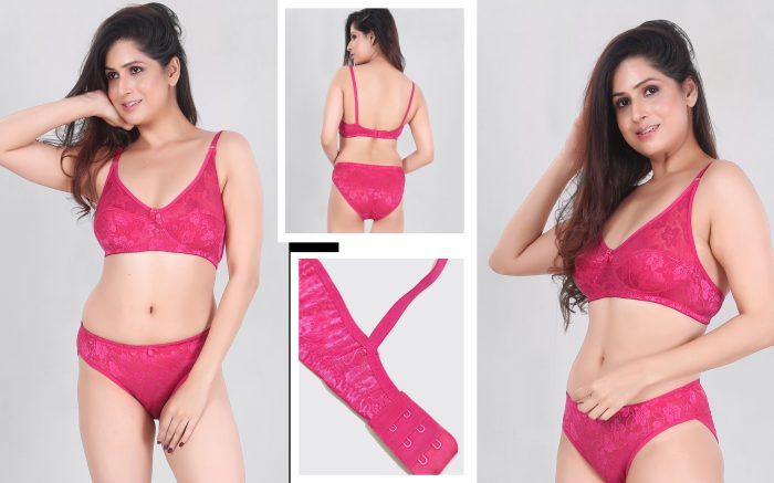 ROMEO WOMAN PREMIUM  BRA SET COMFORTABLE AND SOFT LIGHTWEIGHT BRA SET PINK COLOR POLYCOTTON FABRIC UNDER 299