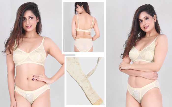 ALVELA WOMAN PREMIUM  BRA SET COMFORTABLE AND SOFT LIGHTWEIGHT BRA SET POLYCOTTON FABRIC COLOR LYELLOW UNDER 299