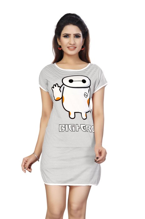 Round Neck Comfortable Outfit is integral to ensure a Good Night Sleep Top. Stylish in Design Cartoon Pattern And soft Nightwear Top Multicolor UNDER 299