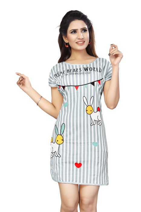 Round Neck Comfortable Outfit is integral to ensure a Good Night Sleep Top. Stylish in Design Cartoon Pattern And soft Nightwear Top Multicolor UNDER 299