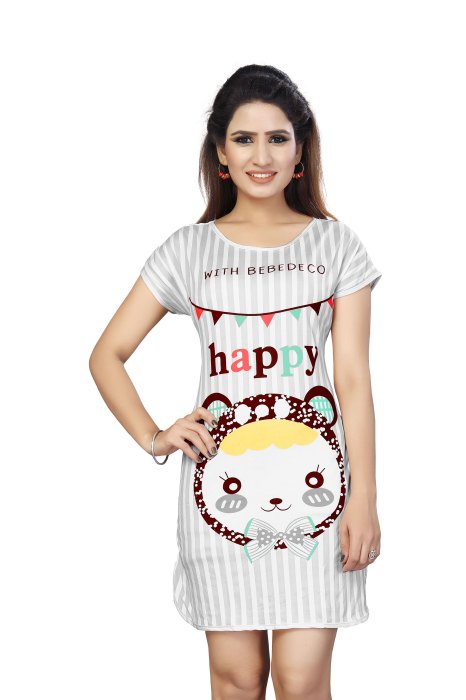 Round Neck Comfortable Outfit is integral to ensure a Good Night Sleep Top. Stylish in Design Cartoon Pattern And soft Nightwear Top Multicolor UNDER 299
