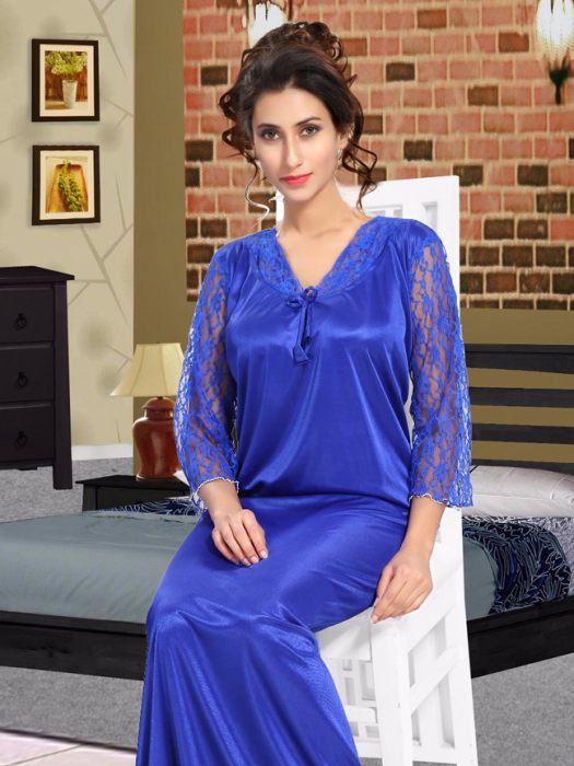 royel blue plan santi night gown satin night gown