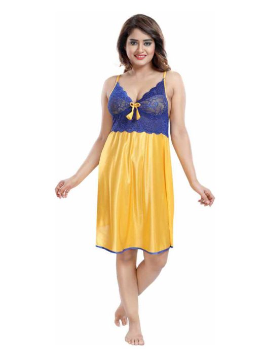 satin fancy  blueyellow baby doll fancy baby doll