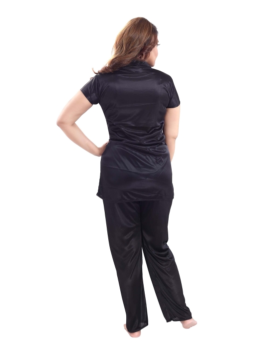 satin plan black night suit satin night suit