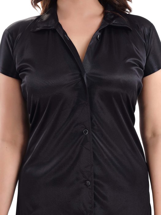 satin plan black night suit satin night suit