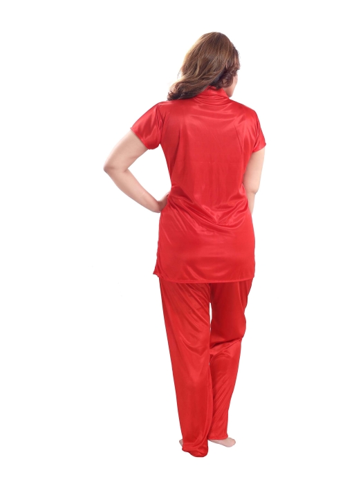 satin plan red night suit satin night suit