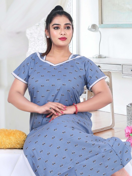 sky blue cotton night gown padre design  cotton night gown