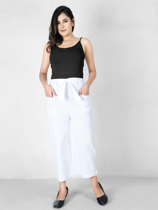 white color women premium bottom wear collection is best in class in terms of comfort  and soft culottes pant UNDER 399