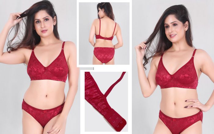 ROMEO WOMAN PREMIUM  BRA SET COMFORTABLE AND SOFT LIGHTWEIGHT BRA SET MAROON COLOR  POLYCOTTON FABRIC UNDER 299