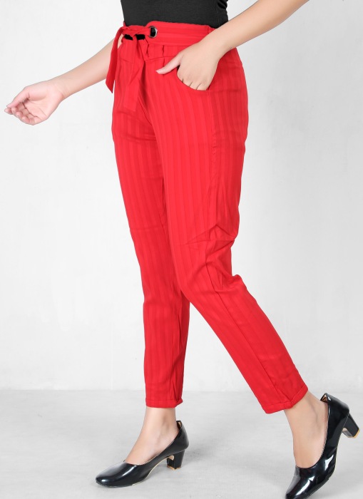  women premium bottom wear red color collection is best in class in terms of comfort  and soft lining pant UNDER 399