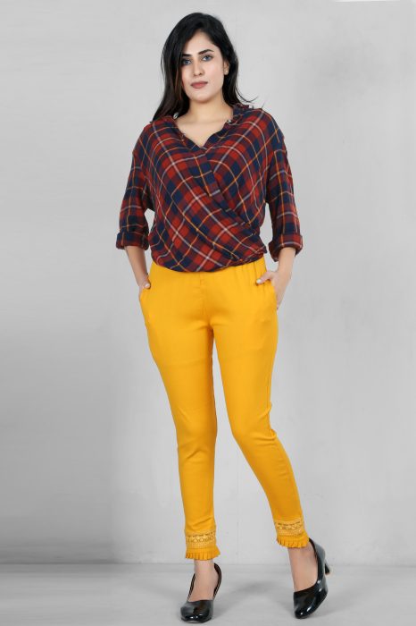 yellow color women premium bottom wear collection is best in class in terms of comfort  and soft jalar lace pant UNDER 399
