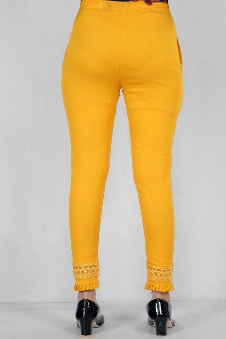 yellow color women premium bottom wear collection is best in class in terms of comfort  and soft jalar lace pant UNDER 399