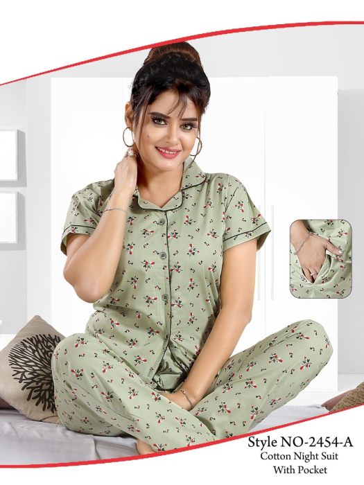 yellow cotton night suit mini heart design  cotton night suit